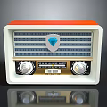 Vintage Radio Design With Red White Body Blue Diamond Logo Knobs And Tuning Dial