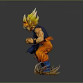 Game Movie Character With Golden Spiky Hair Orange Pants Blue Top Battle Stance Energy Aura