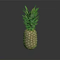 Fresh Ripe Pineapple With Leafy Top And Textured Fruit Body On Dark Background