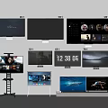 Multiple Modern TVs Featuring Various Display Contents And Different Stand Designs 3d model