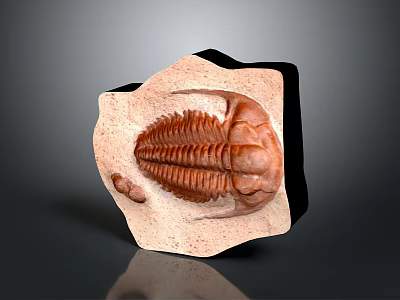 Ancient Trilobite Fossil Embedded in Rock Showing Preserved Exoskeleton Details 3d model