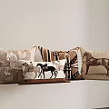 Elegant Decorative Pillows With Horse Prints And Geometric Patterns In Beige Brown Tones