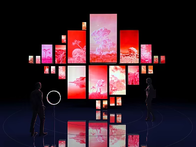 multi-screen interactive installation multimedia screen art installation exhibition hall interaction 3d model