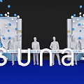 SUNAC HOPSCA Center Launch Device With Blue Theme Balloon Decorations And Figure Silhouettes