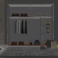 Modern Wardrobe Storage Design With Hanging Clothes Shelves Storage Boxes And Shoes