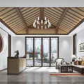 New Chinese Front Desk Nanyang Lobby 3d model