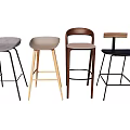 Modern Bar Stools with Different Design Styles and Metal Wooden Frames 3d model