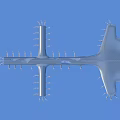 Gray Mechanical Structure With Multiple Protruding Parts On Blue Background 3d model