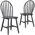 Black Wooden Accent Chairs With Slat Back And Straight Legs Minimalist Design