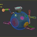 Vintage Green And Yellow Submarine With Round Observation Window Propeller And Hatch