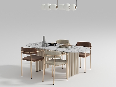 French Dining Table and Chair Combination 3d model