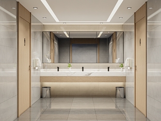 modern toilet public toilet hall washing area 3d model