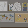 Creative Building Blocks Artworks Featuring Cartoon Patterns World Map And Letters 3d model