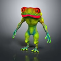 3D Rendered Frog Character With Green Body Red Eyes And Red Mouth
