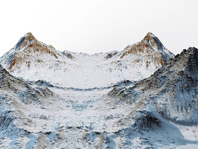 Garden Landscape Design With Snowy Mountain Backdrop And Natural Scenery 3d model