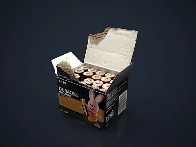 Open Box of Duracell Batteries With Cartoon Rabbit Design For Daily Electrical Devices 3d model
