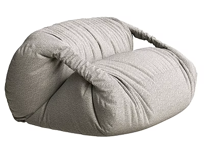 Cozy Gray Bean Bag Chair With Soft Fabric And Wrinkled Design 3d model