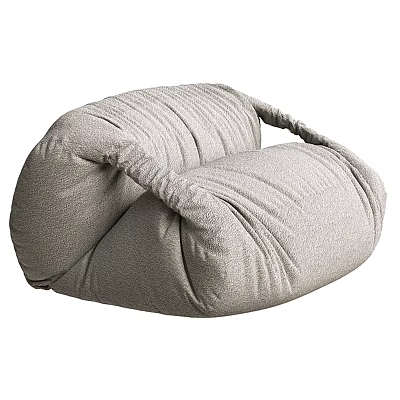 Cozy Gray Bean Bag Chair With Soft Fabric And Wrinkled Design 3d model