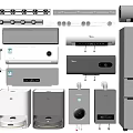 Modern Household Appliances Display Including Air Conditioners Refrigerators and Small Devices