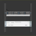 Metal Frame Server Rack With Mounted Computer Network Equipment Units