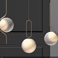 Modern Pendant Lights With Golden Frames And White Spherical Shades On Dark Wall 3d model