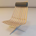 Wooden Strip Leisure Chair With Curved Backrest And Stable Base