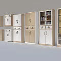 Modern Bookcases With Various Designs White And Beige Cabinet Doors Drawers And Open Shelves