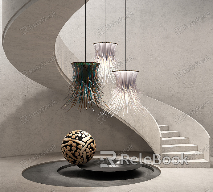 Quiet rotating staircase staircase chandelier sculpture ornaments model