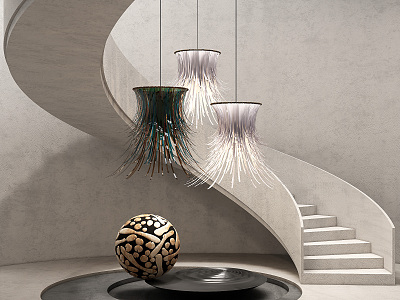 Quiet rotating staircase chandelier sculpture ornaments model