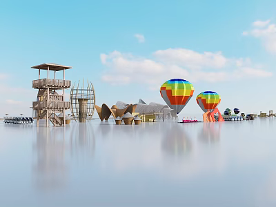 Rural Tourism Sightseeing Car Hot Air Balloon Development Exercise Observation Decks 3d model