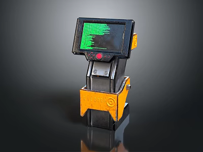 Black And Yellow Electronic Device With Green Waveform Screen 3d model