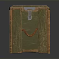 Green Wooden Storage Box With Metal Clasp Handle And FIRE Label