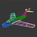Vintage Dark Military Airplane Model With Yellow Eagle Decals On Wings And Cockpit