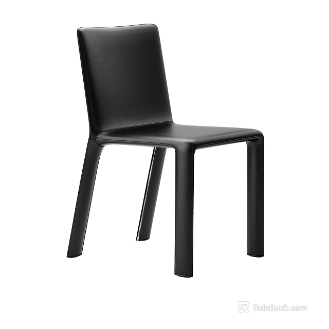 Black Modern Leisure Chair With Sleek Leather Design And Straight Legs 3d model 