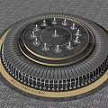 Circular Multi Tiered Water Fountain With Central Jets And Keyboard Like Decorations