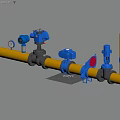 Industrial Equipment System Featuring Yellow Pipeline Blue Valves And Control Instruments