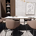 Modern Dining Table and Chair Combination Simple Dining Table and Chair Combination 3d model