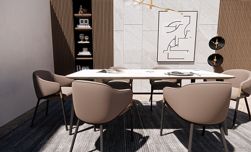 Modern Dining Table and Chair Combination Simple Dining Table and Chair Combination 3d model