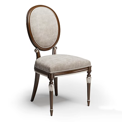 Classic Dining Chair With Dark Brown Wooden Frame And Light Gray Upholstered Seat 3d model