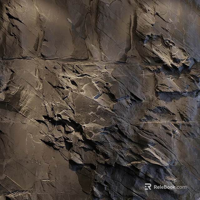 Natural Dark Brown Rock Texture Background Wall with Rustic Irregular Surface Design 3d model 