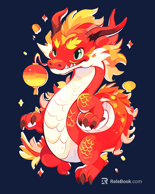 Red Dragon Themed Commercial Equipment With Lantern And Gold Decor Elements 3d model