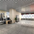 Modern Station Interior Design With Metal Ceiling Marble Floor And Security Gates 3d model