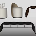Modern Sofa Stools With Various Designs Including Rabbit Ear And Curved Shapes 3d model