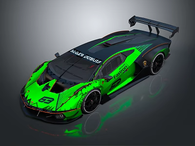 SCG 003S Green Black Race Car with Aerodynamic Design and Rear Wing 3d model
