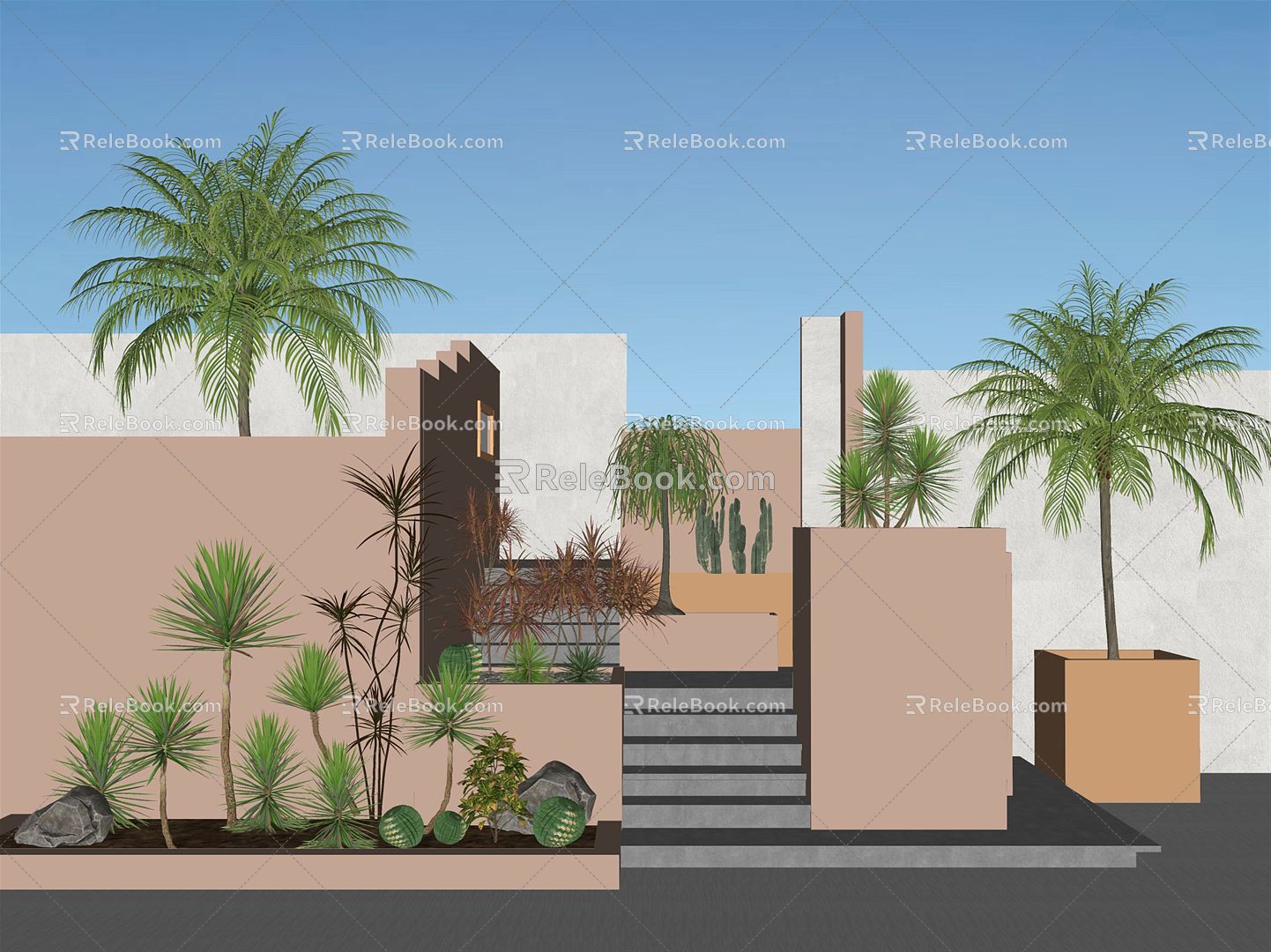 Modern landscape sketch courtyard landscape 3d model