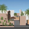 Modern landscape sketch courtyard landscape 3d model