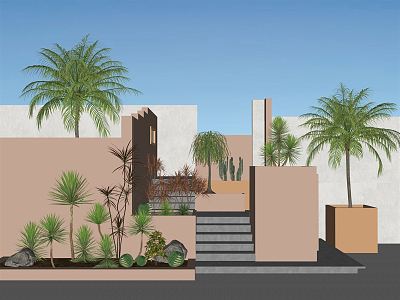 Modern landscape sketch courtyard landscape 3d model