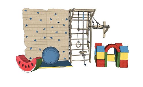 Modern amusement equipment indoor children climbing area 3d model