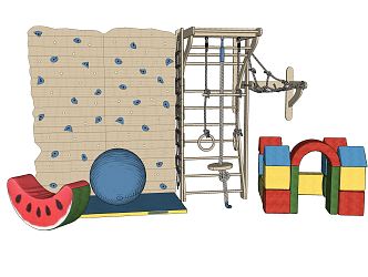 Modern amusement equipment indoor children climbing area 3d model