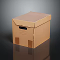 Brown Cardboard Storage Box With Handle Hole And Reinforced Bottom 3d model